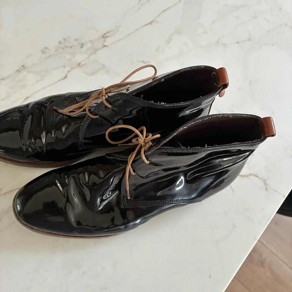 AGL Attilio Giusti Leombruni Black Patent Leather Lace Up Oxford Loafer Shoes - Picture 5 of 15